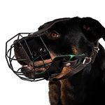 Rottweiler Dog Muzzle - Metal Mask Amstaff Wire Basket Breathable Adjustable Breathable Leather Straps for Large Dogs