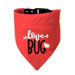 That Dog In Tuxedo Love Bug Red Embroidered Dog Bandana with Adjustable Dog Collar (Size - M/L)