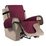 Water Repellent Quilted Recliner Chair Cover Recliner Cover Recliner Slipcver for Pets/Kids/Dogs, Non Slip with Durable Elastic Strap (Standard 22", Reversible Burgundy/Tan)