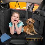 ROUWINNE Back Seat Extender for Dogs-Large Space, Dog Car Seat Cover Hard Bottom Holds 400lbs, Sturdy Backseat Extender for Dogs, Waterproof Dog Hammock for Car Dog Car Bed for Car, SUV, Truck Black