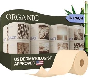 Haven Bamboo Toilet Paper (Pack of 16) Bulk Rolls - 100% Organic Tissue - 3-Ply Septic Safe, Unbleached, Non-Toxic, BPA-Free Plant Paper - Dermatologist Approved, Hypoallergenic - Silky Soft Lint-Free