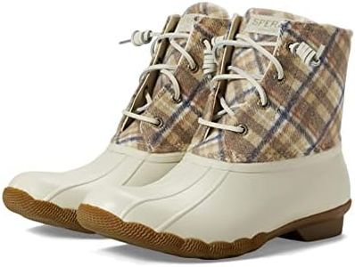 Sperry Women's Rain Boot, Ivory Plaid, 8.5 US