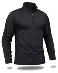 1/4 Zip Pullover Mens Golf Sweater Shirts Long Sleeve Fleece Thermal Moisture Wicking Spring Autumn Winter Hiking Quarter Zip Sweatshirts Black XL