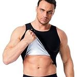 QBK Sauna Big and Tall Vest for Mens Gym Exercise Sweat Sauna Suit Tank Top 4XL～7XL, Black, 6X