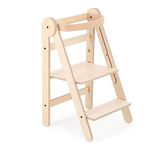 Mamatoyz Foldaway Learning Tower Folding Beech Wood Step Stool, Made in EU Montessori Design - Involve Toddlers in Food Preparation