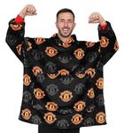 Manchester United Football Club Mens Fully Lined Luxury Fleece Hoodie, Oversized Fleece Blanket Hoody Black