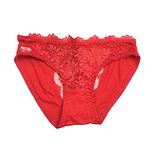 SIGOYI 5 Pack of Floral Edge Briefs See-Through Knickers Multicolour Underwear Sexy Lace Panties Red