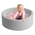 TRENDBOX Memory Foam Sponge Indoor Round Ball Pit for Toddler Children - Light Grey