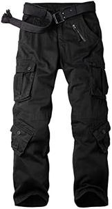 OCHENTA Womens Casual Military Baggy Cargo Pants Camo Army Fatigue Combat with 8 Pockets, Black 0712, 8