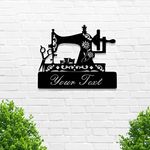 Sewing Machine Metal Sign Custom,Personalized Last Name Sign,Sewing Shop Customized Name Sign Wall Decor,Metal Sign Wall Art Monogram For Home Decor Living Room Decorate Housewarming Gifts