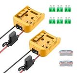 2 Packs Upgraded 20V Battery Adapter Power Tool Battery Adaptor for Dewalt 18V 20V 60V Battery Dock Power Connector 12 Gauge with Switch Fuse & Wire Terminals for RC Car Toys Robotics