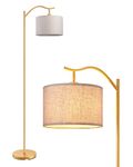 EDISHINE LED Floor Lamp, 63" Standing Lamp with Adjustable Linen Lampshade, Modern Floor Lamp for Living Room Bedroom Lounge, Bulb Included, Gold Arched Light Pole, E27 Socket