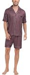 AIYINO Men's Pajama Set Pajamas Classic Button-Down Sleepwear Soft Short Sleeve Loungewear Set M Wine Red