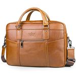 SPAHER Mens Leather Laptop Bag Briefcases for Men 15.6 Inch Leather Briefcase Business Work Laptop Handbag Shoulder Bag Messenger Bag with Removable Strap Daily Man Bag Gift for Man