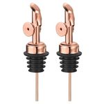 uxcell 2PCS Stainless Steel Pourers, Auto Flip Olive Oil Dispenser Spout, Olive Oil/Vinegar Stopper Spout, Liquor Bottle Pourers, Fit About 3/4"-1" Bottle Mouth, Rose Gold