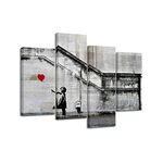 Wieco Art Canvas Print Painting Picture Photo Wall Art Home Decor Banksy Balloon Girl Gray