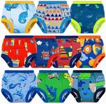 BIG ELEPHANT 10 Packs Baby Girls' and Boys' Potty Training Pants, 100% Cotton Absorbent Training Underwear for Toddler, 5-6Y