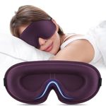 3D Contoured Sleep Mask, 100% Blackout Eye Mask for Women & Men, Adjustable Strap for Side Sleepers, Soft Breathable Blindfold for Travel, Night & Airplane, Eyelash Extensions Friendly (Purple)