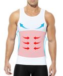 Arjen Kroos Mens Body Shaper Tank Top Gynecomastia Compression Undershirt Slimming Shapewear Vest,WHITE-AK3342,M