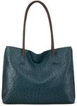 Milan Chiva Leather Tote Bag for Women with Zipper Large Ostrich Hobo Purse Shoulder Purses and Handbags Deep Blue Gift MC-1038LKB