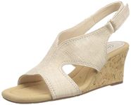 Clarks Women's Kyarra Aster Wedge Sandal, Sand Metallic, 5.5 UK