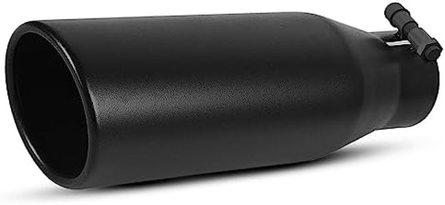 AUTOSAVER88 2.25 Inch Inlet Exhaust Tip, 2.25" Inlet 3.5" Outlet 12" Overall Length Black Powder Coated Finish Stainless Steel Diesel Exhaust Tip for 2 1/4 Inch OD Tailpipe, Rolled Angle Cut, Bolt On