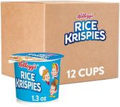 Kellogg's Rice Krispies Breakfast Cereal Cups, Kids Snacks, Cereal Cup to Go, Original, 15.6oz Case (12 Cups)