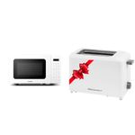 COMFEE' CM-M201K(WH) Countertop Microwave Oven + Elite Cuisine ECT-1027 Cool Touch Toaster, White