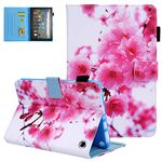 Tablet Case for Amazon Fire HD 8 10th Gen 2020/Fire HD 8 Plus 2020 Cover with Pen Holder, UGOcase Premium PU Leather Slim Multiple Angles Stand Auto Sleep Wake Cover for Fire HD 8 2020 - Flower