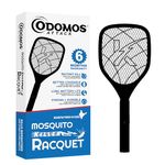 Odomos Attack Anti - Mosquito Rechargeable Racquet | 400mAH Battery | Large Net Area for Better Coverage | Long Lasting Internal Battery with Plug in Socket | 6 Months Warranty (Black)