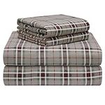 Pointehaven 180 GSM Luxury 100% Soft Cotton Printed Flannel Sheet Set, Queen, Derby - Warm & Cozy - Pre-Shrunk -Deep Pockets - Elastic All Around-Comfy Double Brushed -