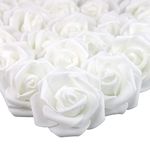 Lightingsky 7cm (2.75inch) 100pcs DIY Real Touch 3D Artificial Foam Rose Head Without Stem for Wedding Party Home Decoration (White)