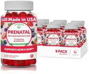 Prenatal Vitamins for Women with Iron & Folic Acid - Tastiest Proprietary Formula - Daily Pregnancy Multivitamin with VIT.A,B Complex, C,D,E,Zinc - Non-GMO Prenatal Vitamin Gummies for Women, 9 Pack