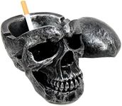 Atlantic Collectibles Ghastly Gothic Skull Decorative Cigarette Ashtray Figurine With Lid 6.25L