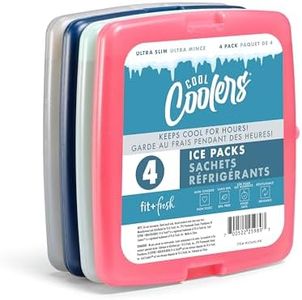 Fit + Fresh Cool Coolers Slim, Reusable Ice Packs for Lunch Bags, Beach Bags, Coolers, and More, Set of 4, Multiple Colors