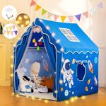 BabyAlly Kids Tent Play House,Boys Toddler Castle Playhouse Spaceship Tent,Outer Space Rocket Blue,39''x51''x51'' Playhouse Indoor&Outdoor,Washable,New Flat Threshold Toddler Tent