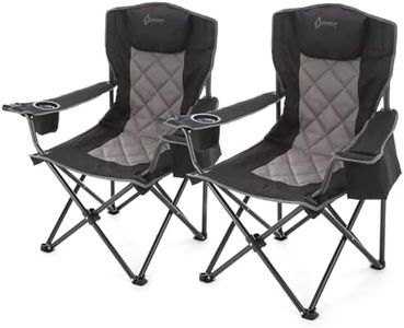 ARROWHEAD OUTDOOR 2-Pack Portable Deluxe Folding Camp Quad Chair w/Headrest, Glass & Cup Holders, Armest 6-can Cooler, Heavy Duty Carry Bag, 550 lbs Weight Capacity