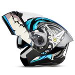 Steelbird Sba-8 Crazy Wheel Isi Certified Flip-Up Cycling Helmet For Men And Women With Inner Smoke Sun Shield (Large 600 Mm, Matt Black Light Blue)