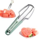 3-in-1 Watermelon Fork Slicer Cutter, 2024 Upgraded Stainless Steel Fruit Cutter Watermelon Slicer Fruit Forks Slicer Knife, Watermelon Cutter Fork Quickly Fruit Forks Slicer (Green)