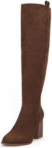 Ermonn Womens Over The Knee Thigh High Boots Faux Suede Wide Claf Chunky Block Heel Winter Shoes with Zip