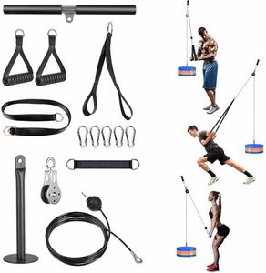 Lyndwin Poleas Gimnasio para Casa, Sistema de 3 Agarres Poleas Gym Accesorios Gimnasio de Cable, Maquina Triceps Barra Recta Cruce de Kit Polea Gimnasio Casa Musculacion per Brazo Pecho Espalda Hombro