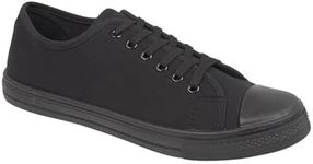 GladRags Women's Ladies Girls Low Top Canvas Trainers, Pumps, Plimsolls All Black Size 6