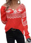 Zeagoo Christmas Sweater V Neck Long Sleeve Sweaters Loose Casual Fall Fashion Sweater Tops L