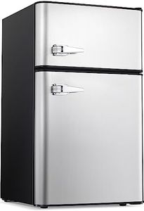 Antarctic Star Mini Refrigerator 3.2Cu.Ft Compact Fridge Defrost Double Doors Freezer Energy Saving Storage of Beverages Vegetables Fruits Suitable for Kitchen Living Room Office Dorm Grey