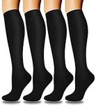 CTHH 4 Pairs Graduated Copper Compression Socks for Women & Men Circulation 15-20 mmHg - Best Support for Nurses, Running