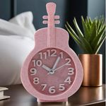 UMAI Alarm Clock (15cm) |Alarm Clock For Students |Loud Alarm Clock For Heavy Sleepers |Mini Alarm Clock For Kids |Alarm Clock For Bedroom |Table Watch|Violin Shaped Table Clock For Study Table - Pink