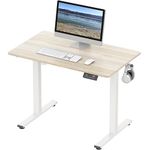 SHW Commercial Grade Height Adjustable Standing Desk, 100 x 60 cm, Maple