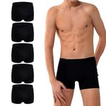 Battewa Incontinence for Men Washable, Leak Proof Underwear Briefs,Wide Band Boxer Brief Front Absorbency Area for Bladder Leak 50ml (5 Pack,X-Large,Black)