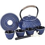 Ufine Blue Floral Cast Iron Teapot 