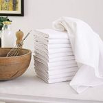 DG Collections Flour Sack Dish Towels, 100% Cotton, Set Of 12 (27 X 27 Inches), Vintage Multi-Purpose White Kitchen Towels, Very Soft, Highly Absorbent, Lint Free